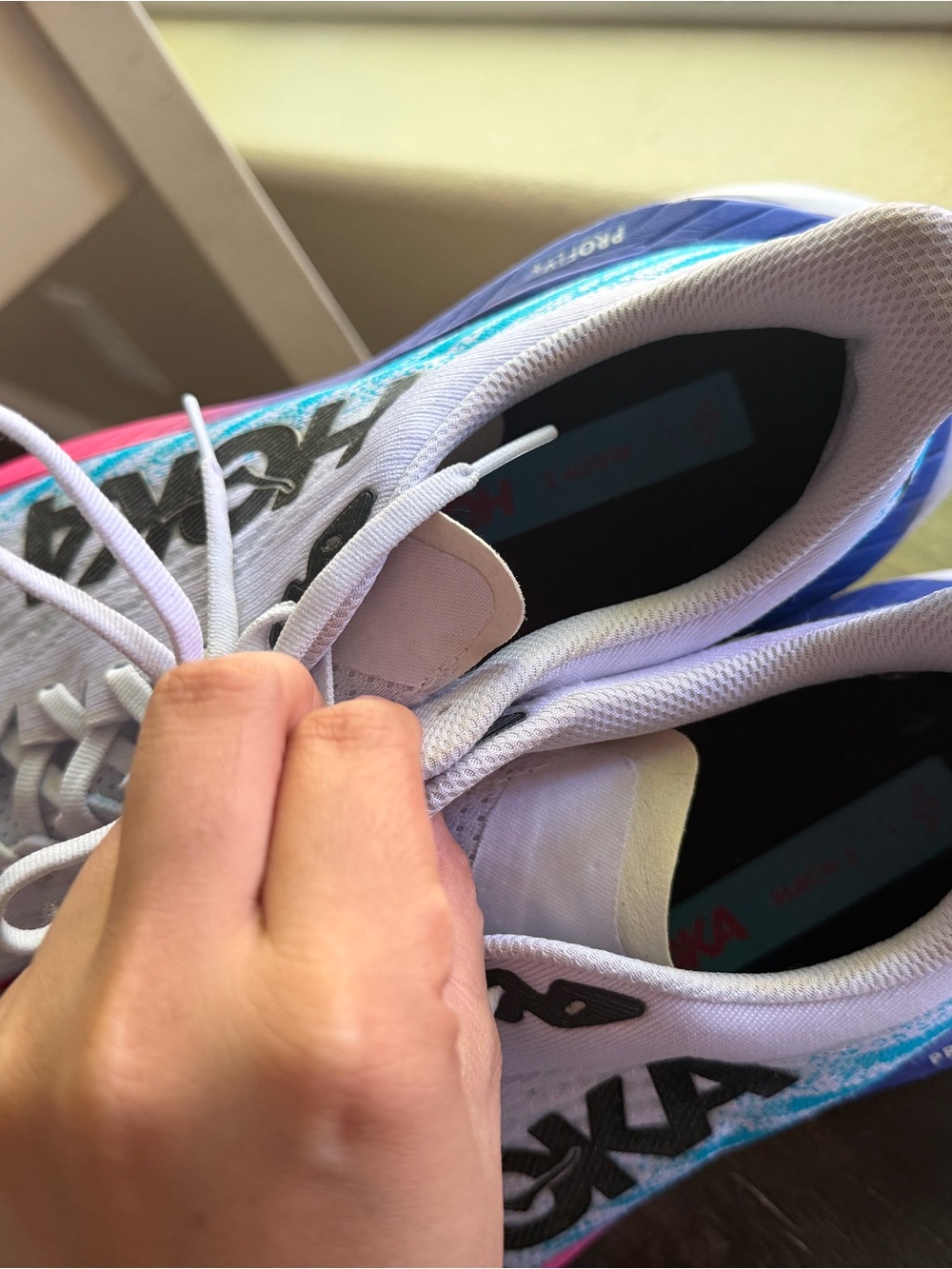 Hoka Men Running Shoes with Pink & Blue Accents - Picture 3 of 6